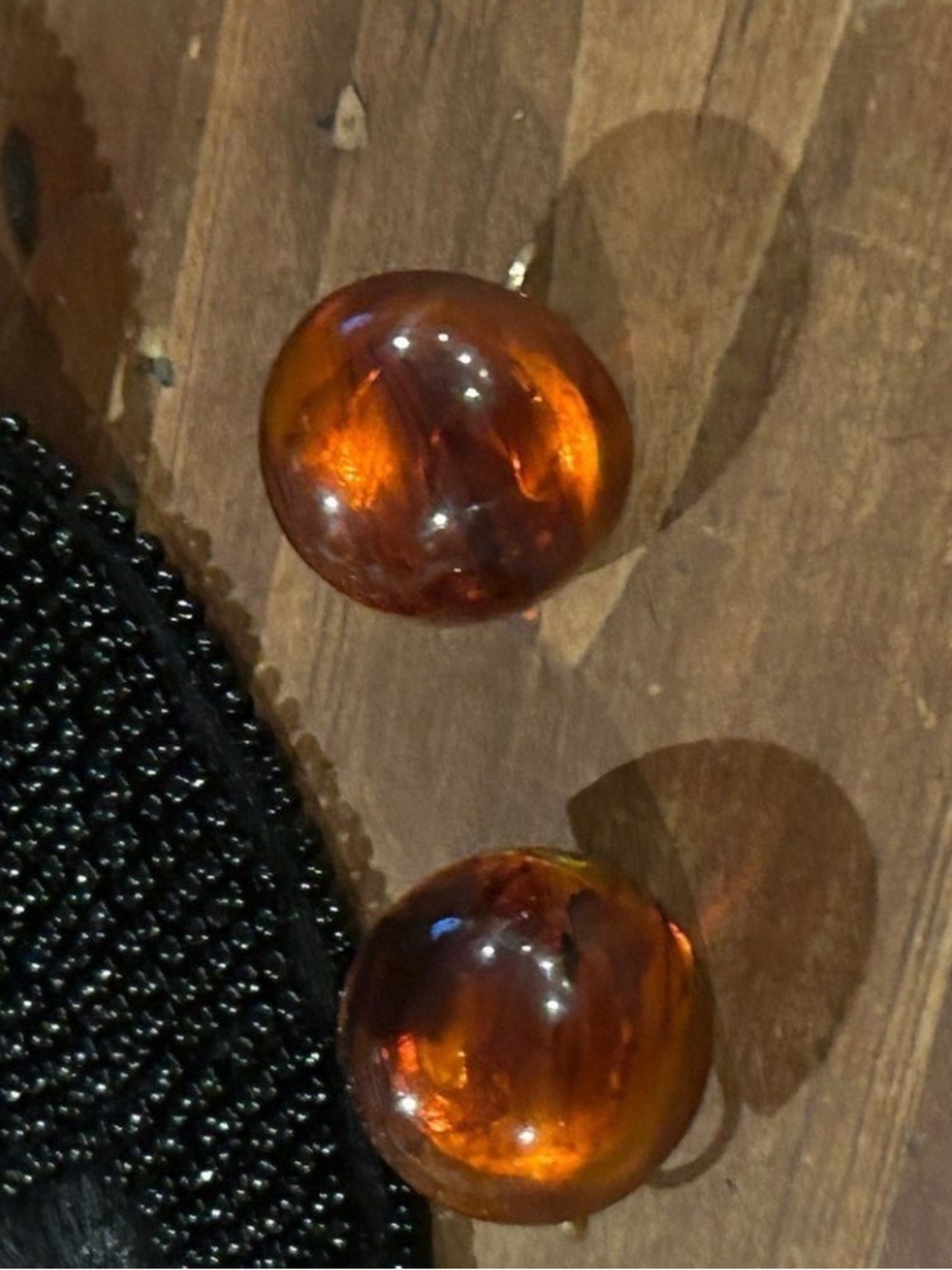 Vintage 1950 Round Completely Translucent Orange Earrings Acrylic Look excellent - Picture 2 of 6